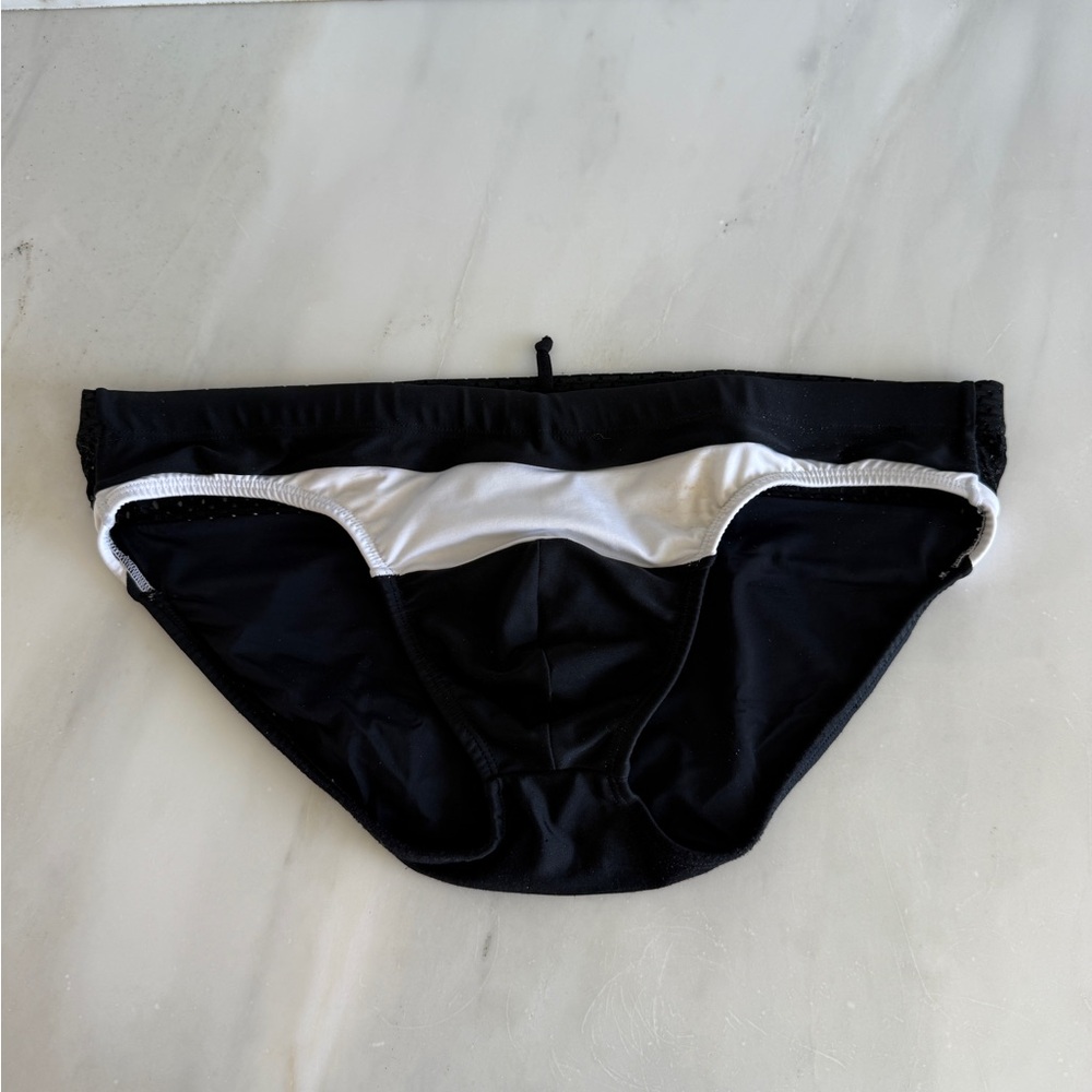Amir Slama Large Black and White Swim Bottoms